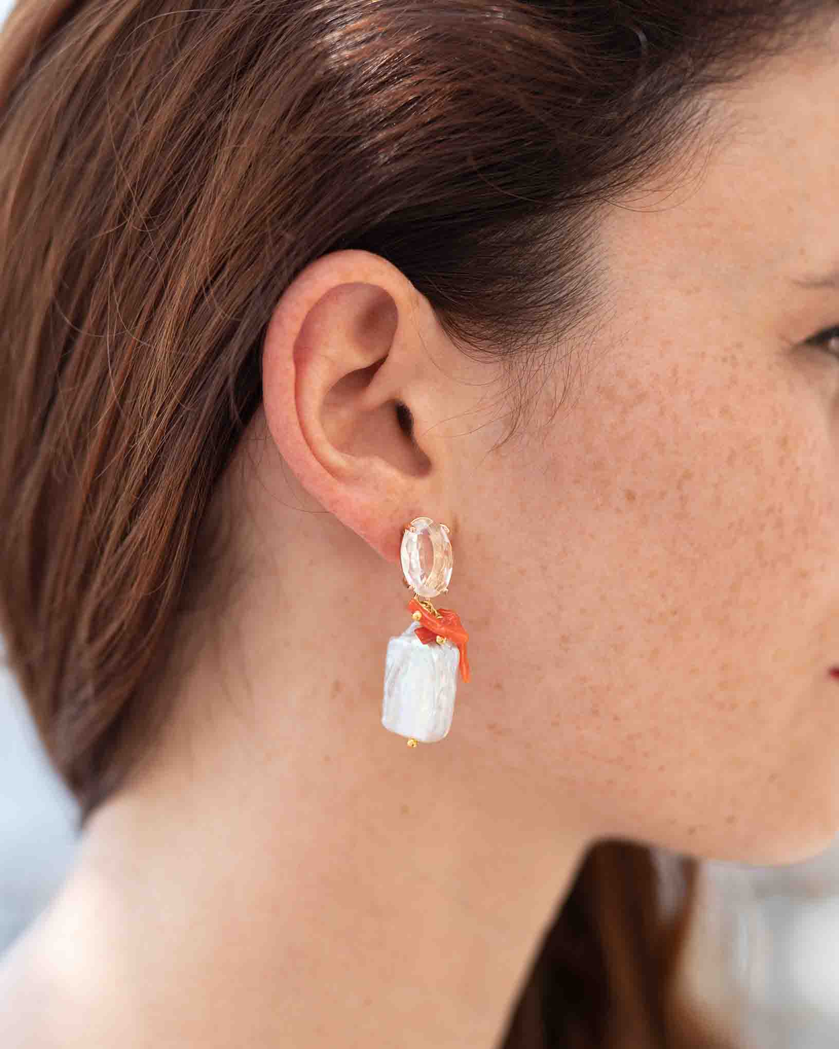 Ohrring Ponente aus der Kollektion Perle e Coralli von Donna Rachele Jewelry