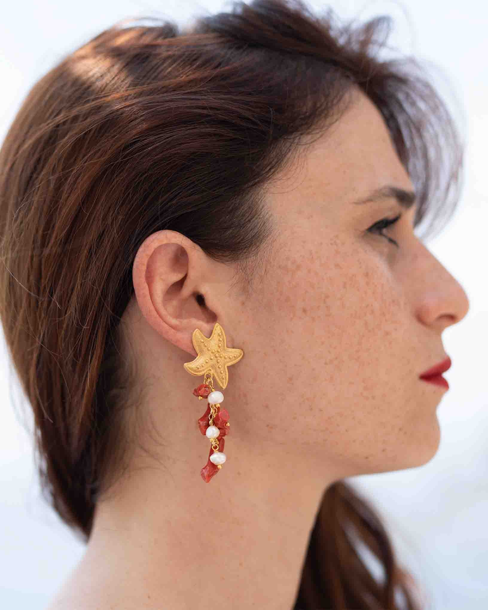 Ohrring Traversone aus der Kollektion Perle e Coralli von Donna Rachele Jewelry