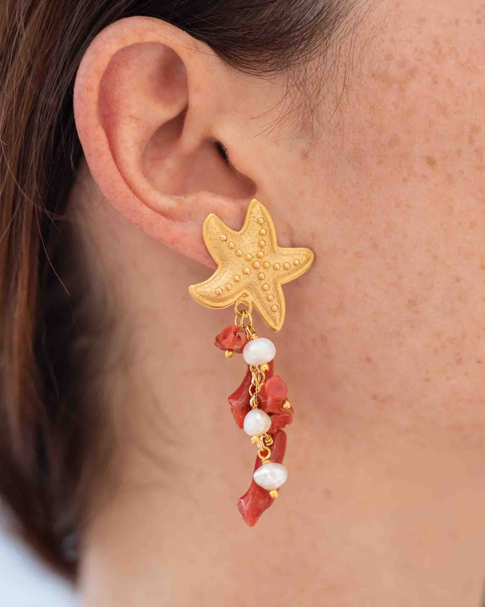 Ohrring Traversone aus der Kollektion Perle e Coralli von Donna Rachele Jewelry